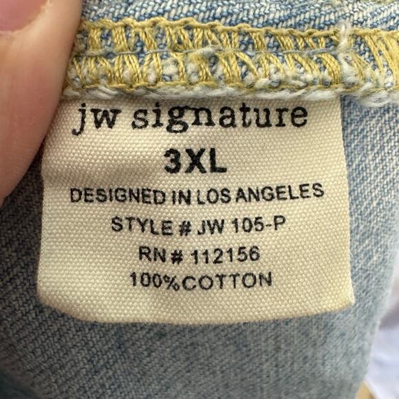 JW Signature Los Angeles Cropped Denim Jacket 3XL Oversized Raw Hem Jean Coat - Picture 5 of 7